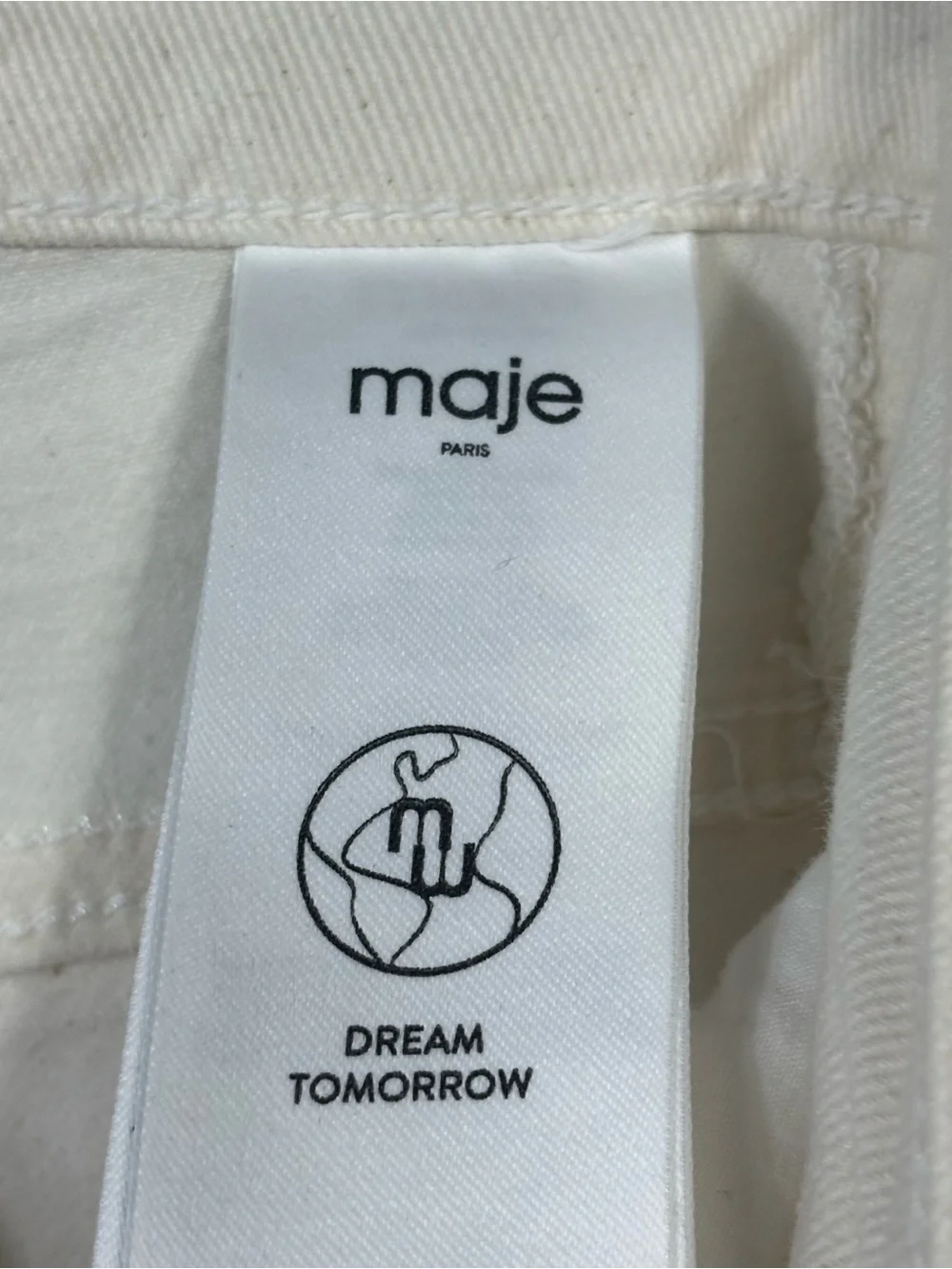 Maje White/Ivory Wide Leg High Rise High Waisted Denim Jeans Button Fly Small